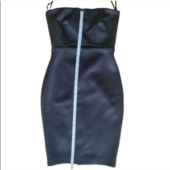 MILLY Strapless Cutout Rose Gold Zipper Bodycon Little Black Dress, Size 0 - Picture 11 of 11